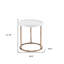  Table de bout ronde contemporaine en cuivre et blanc 22 po Contemporary