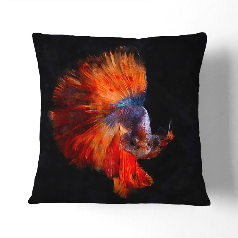 The Siamese Fighting Fish Scatter Cushion with Filling, Stone, 40cm H x 40cm W x 15cm D