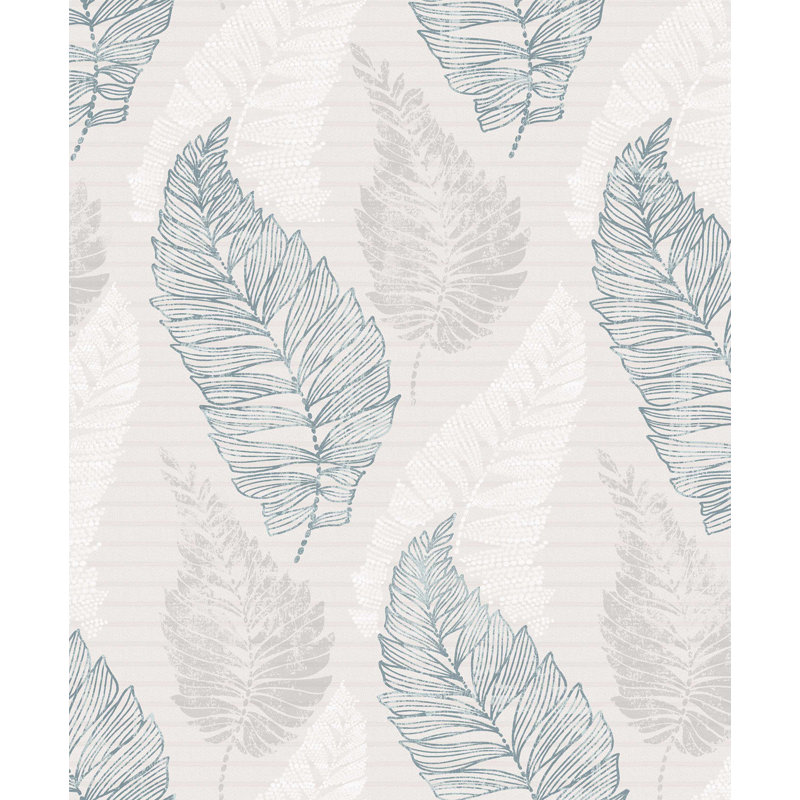 Non-Pasted Vinyl Floral Wallpaper Roll, Light Gray