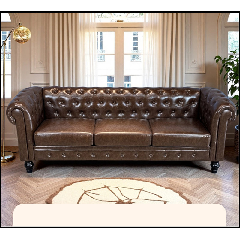 (SOFA): Canapé Chesterfield en polyuréthane à 3 places, capitonné à boutons