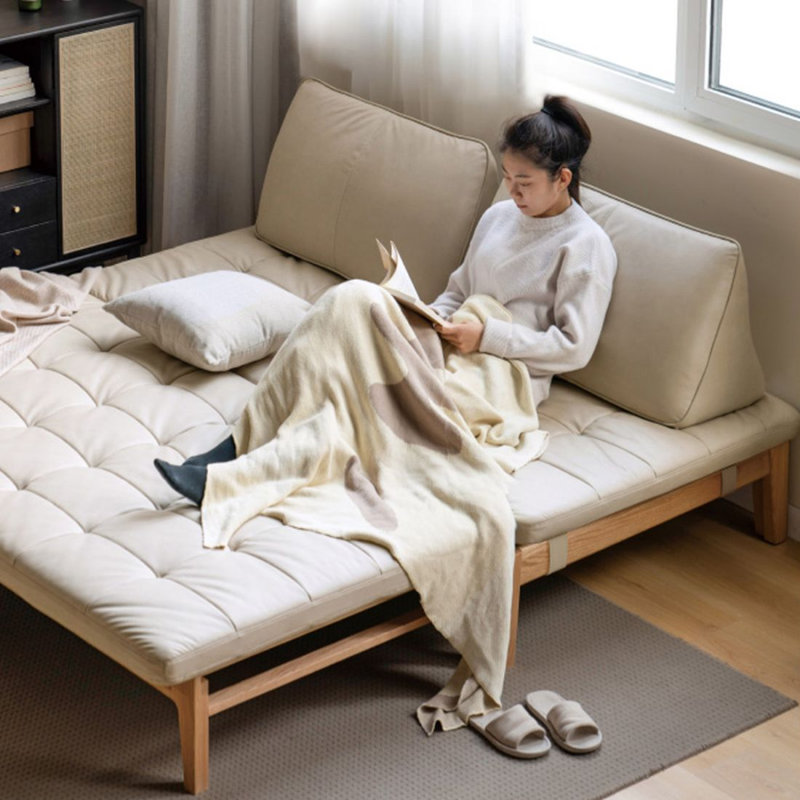 Canapé-lit convertible 2 places en microfibre de chêne naturel 62,99 ", 62.99"W*38.98"D*34.25"H