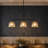 3-Light Black Linear Mercury Pendant  Chandelier For Dining Room