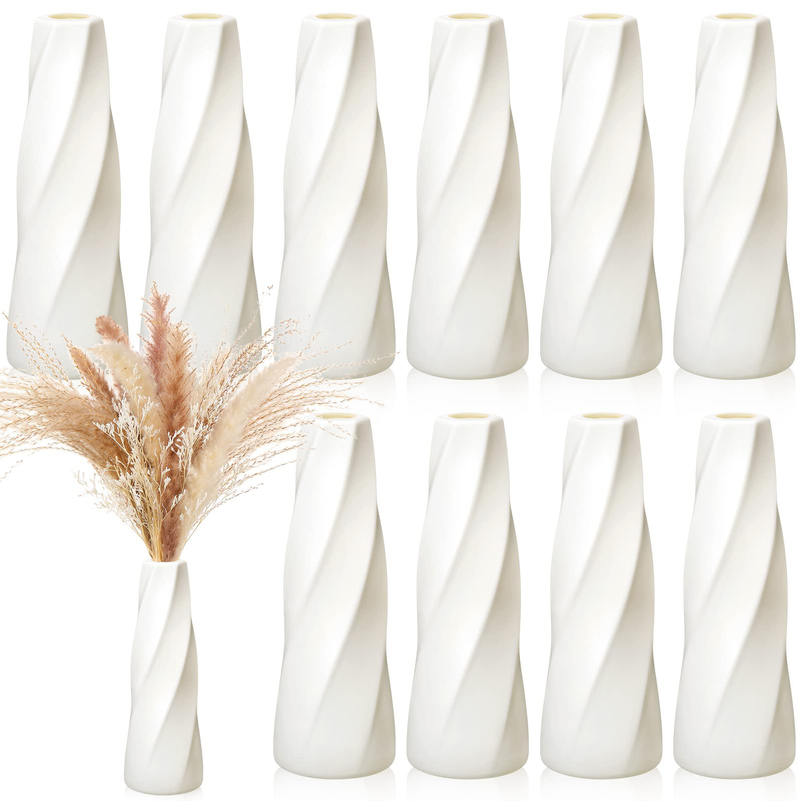 Latitude Run® 10 Pack Composite Plastic Flower Vases Bulk White Small