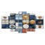 «Abstract Blue and White Rhythms Tiles III», ensemble d'art mural abstrait