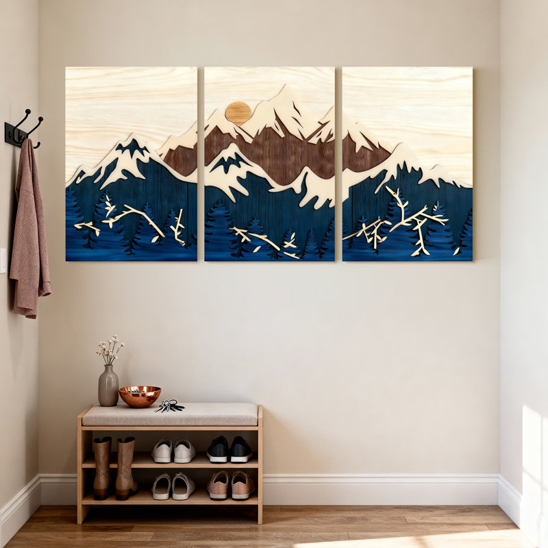 Paysage de montagne, impression sur toile tendue sur toile, ensemble de 3, H 18 po x l 36 po