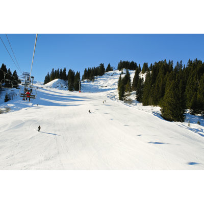 " Ski Lift And Skiing Tracks "