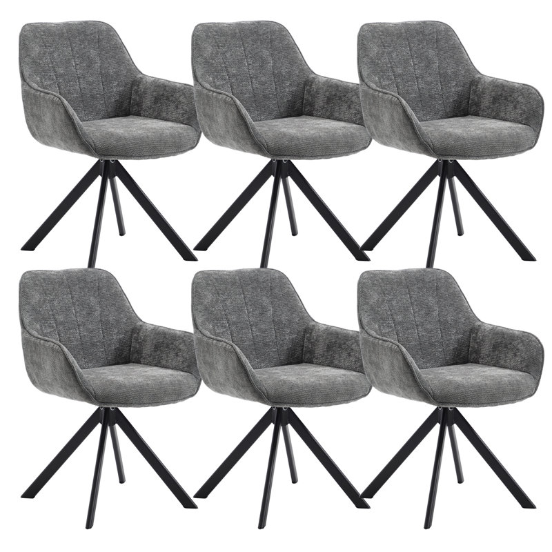 40cm H Upholstered Upholstered Back Side Chair (Set of 6), Dark Grey