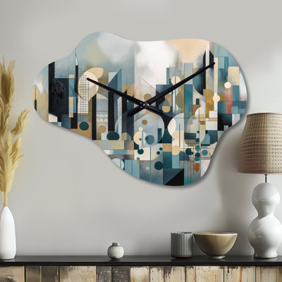 Transcendant la réalité III - paysage horloge asymétrique en métal, impression d'horloge murale nuage moderne