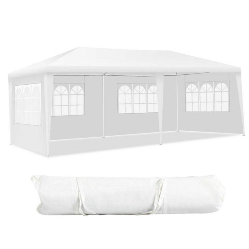 10 x 20 Feet White Canopy Tent with 6 Sidewalls and Carry Bag