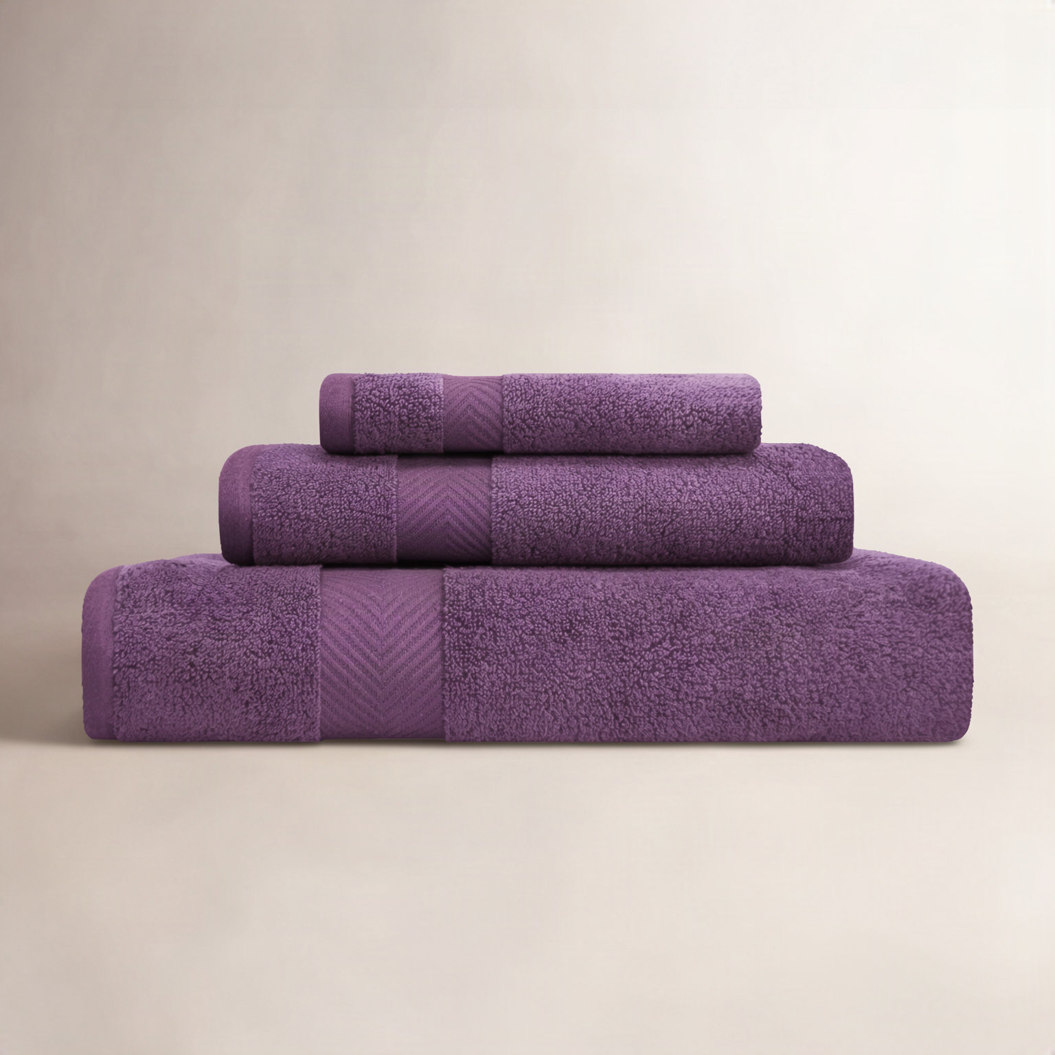Hamachi 3-Piece Cotton Towel Set, Grape Seed