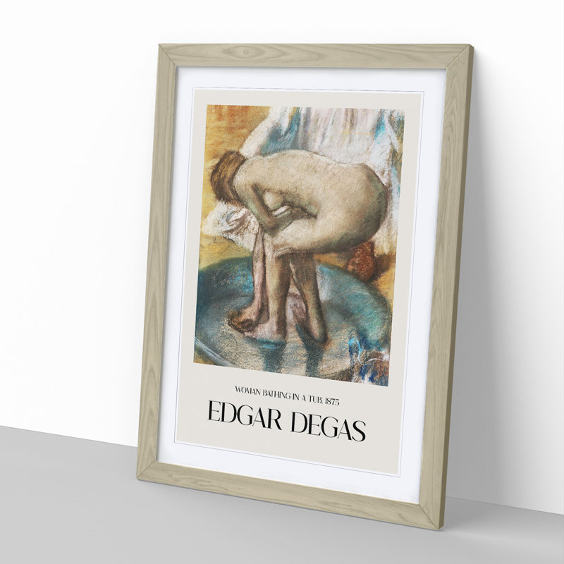 Nude Woman Bathing by Edgar Degas - Picture Frame Painting, Oak, 65cm H x 48cm W x 2cm D