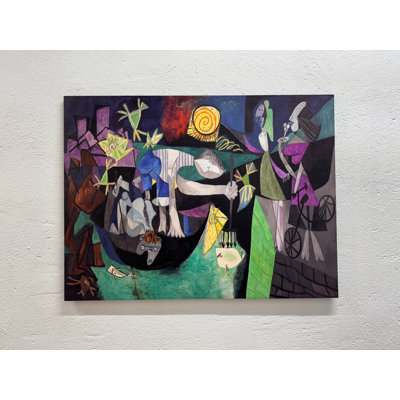 Picasso Night Fishing at Antibes Printed Canvas - Modern Surreal Decor,1P Wrapped Canvas