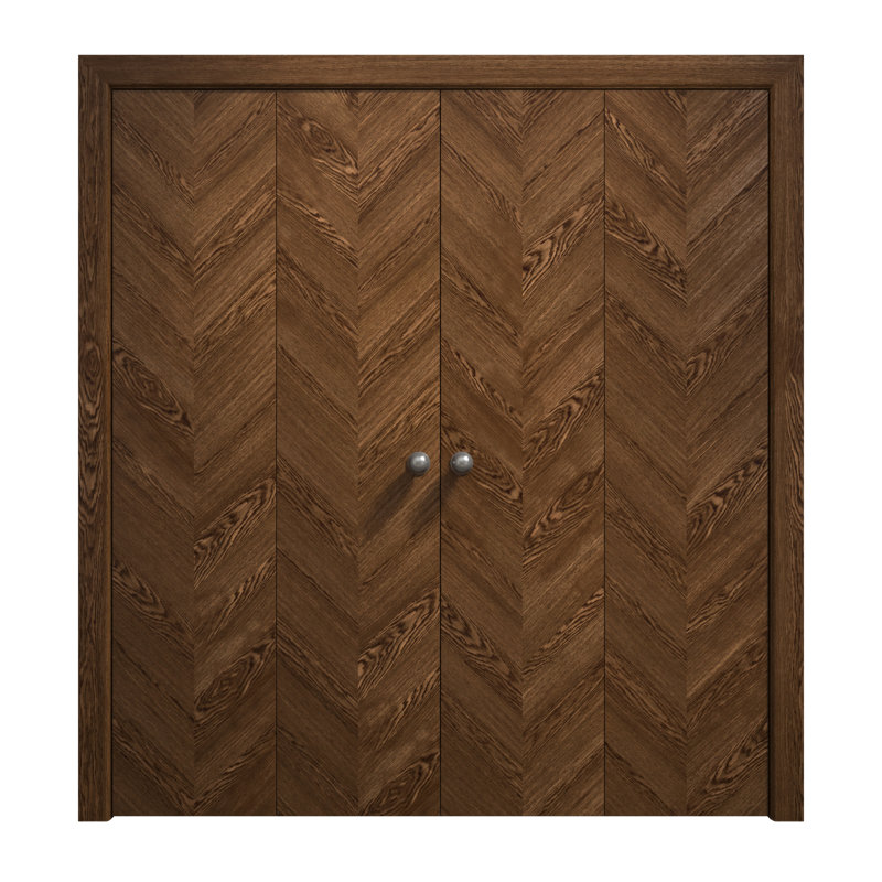 Portes coulissantes doubles pliantes pour placard 72 x 80 pouces Ego 5005 Chêne Cognac, rails robustes, moulures, garnitures, quincaillerie, bois massif, portes de placard de chambre