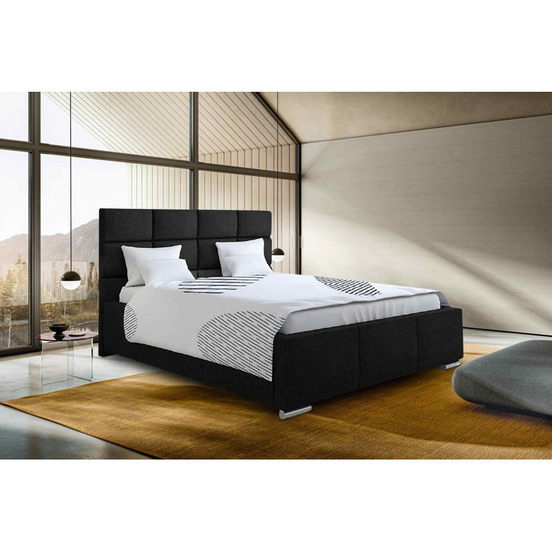 Upholstered Bed, Black, Single (3')