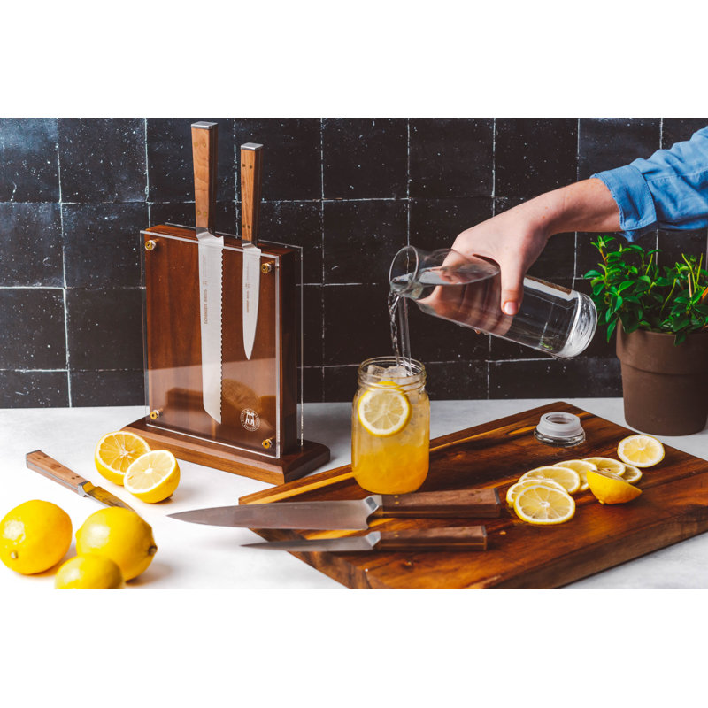 Schmidt Brothers Cutlery Schmidt Brothers™ Cutlery Walnut & Brass 6 Piece Knife Block Set