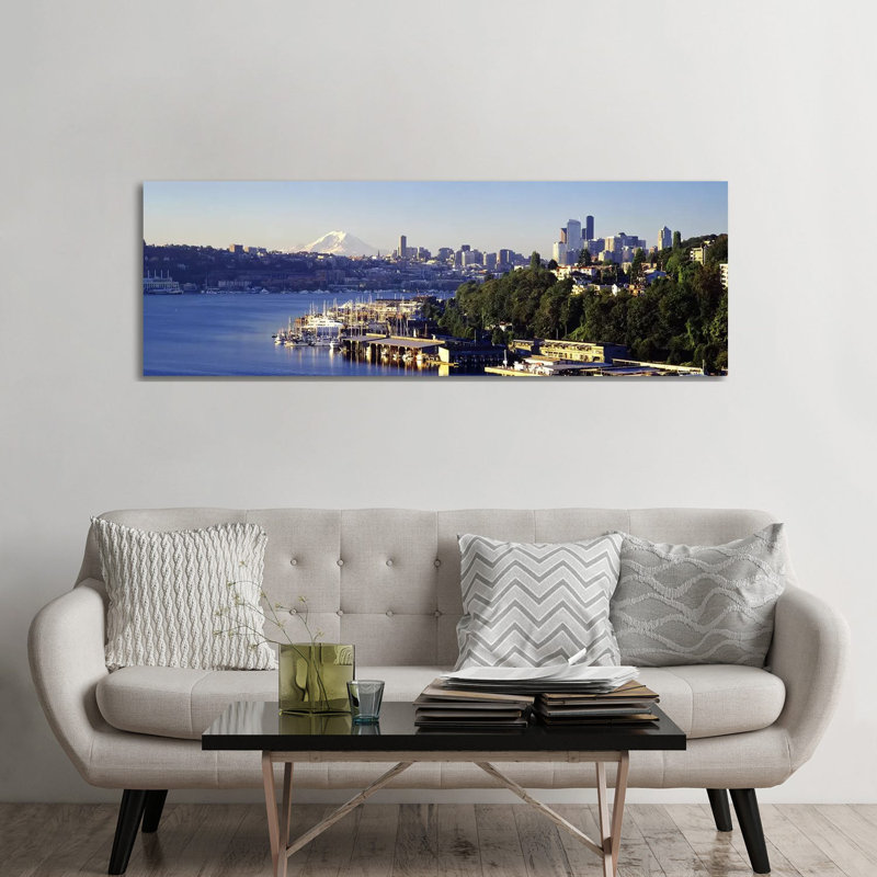 Buildings At The Waterfront, Lake Union, Seattle, Washington State, USA 2010 - Wrapped Canvas Panoramic Print