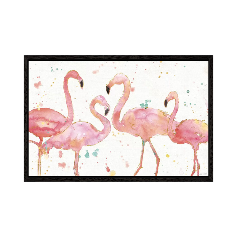 Flamingo Fever I by Anne Tavoletti - Print on Plastic / Acrylic, Black Floater Framed, 101.6 cm H x 66.04 cm W
