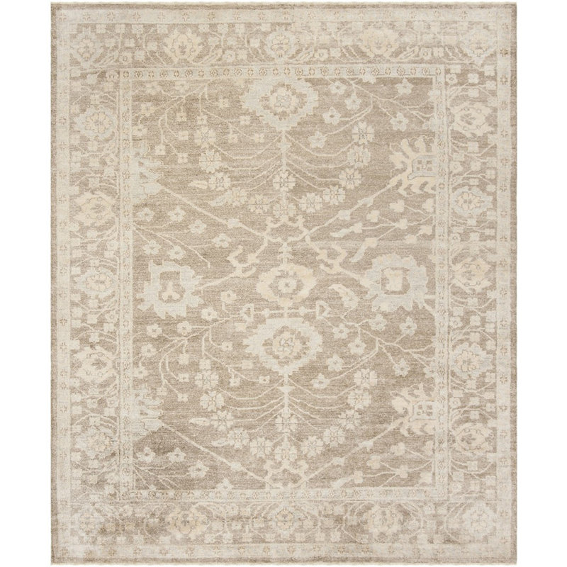 Oushak Hand Knotted Viscose Rug, Rectangle 9' x 12'