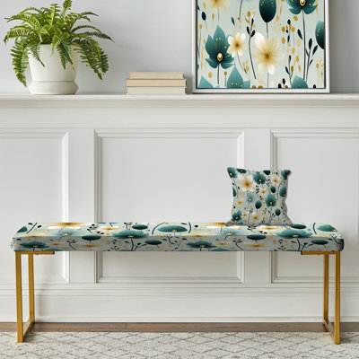 Banc floral rembourré or
