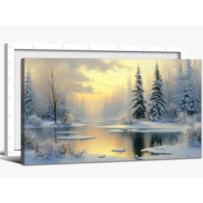 «Winter Landscape Wall Art - Snow Scene Images Wall Decor, Winter Tree, art mural sur toile pour le salon, impressions de scène d'hiver pour la décoration intérieure, reproduction sur toile tendue, 16 po x 32 po