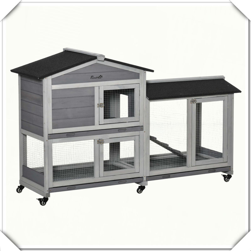 Cage en bois pour petit animal avec roulettes