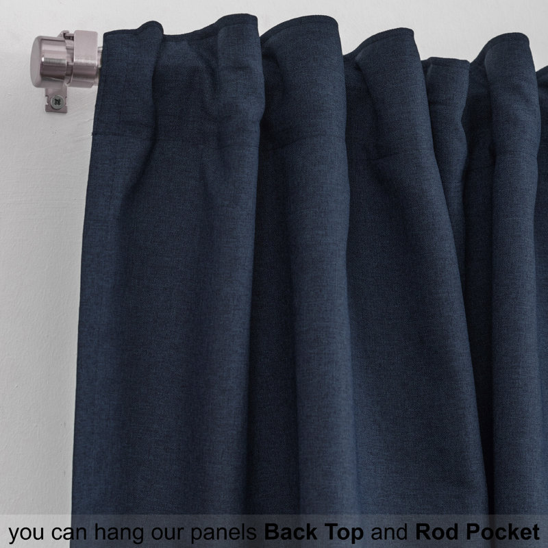 Room Darkening Single Curtain Panel, Navy Blue, 260cm Width x 325cm Drop