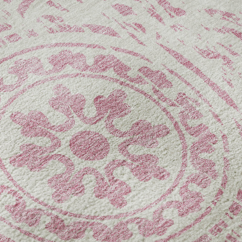 Premium Machine Washable Prisco Pink Rug, Rectangle 10' x 14'