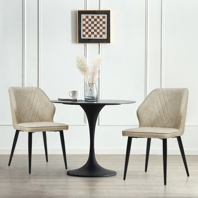 Loganne 47cm H Upholstered Metal Side Chair, Beige