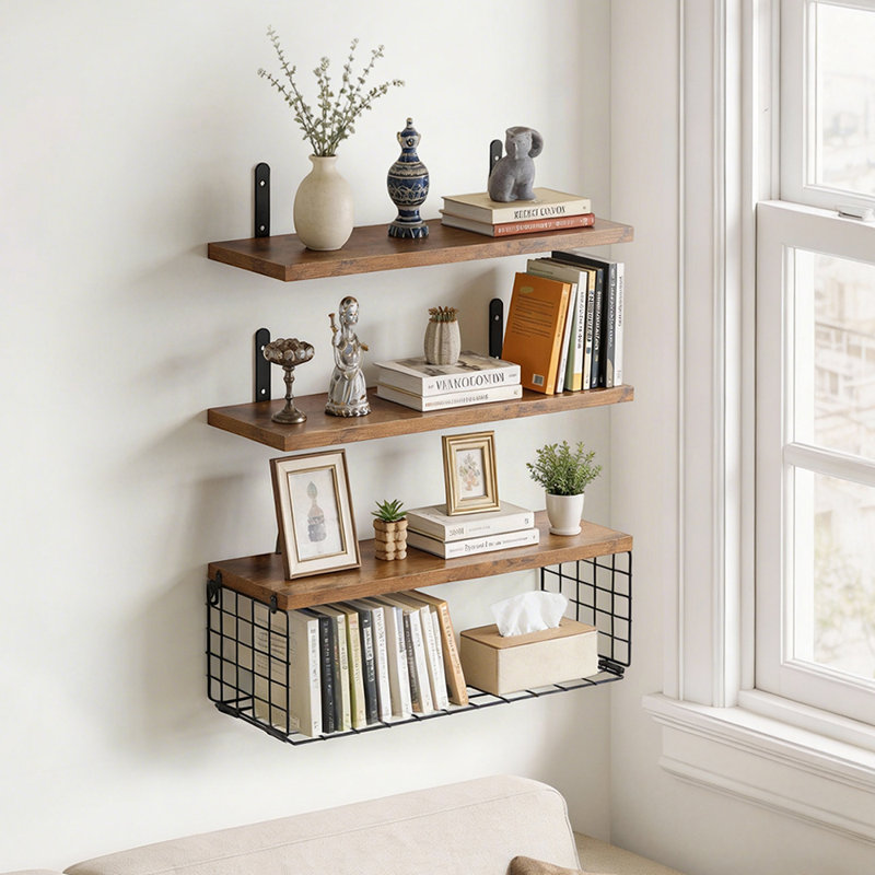 4 Piece Wood Bracket Shelf
