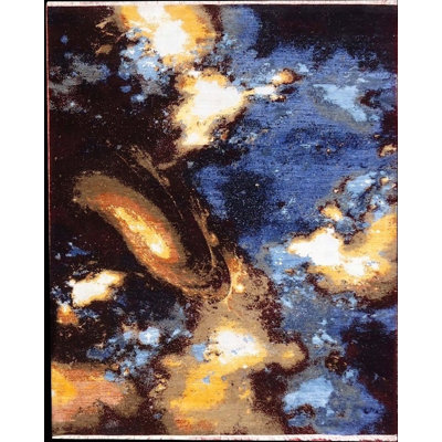 Tapis unique 8 pi x 10 pi bleu / brun / noir nouvel âge Galaxy