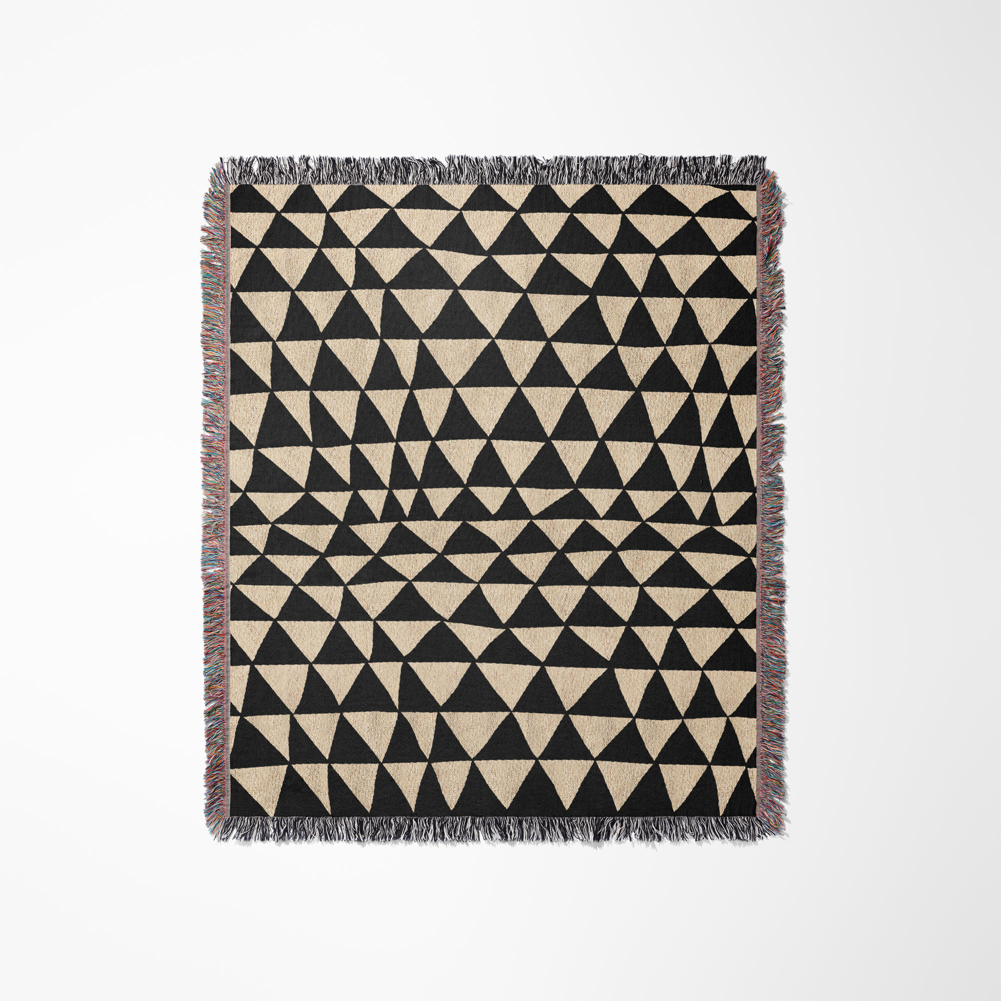 Kelia Cotton Throw Blanket, Black/Beige, Queen