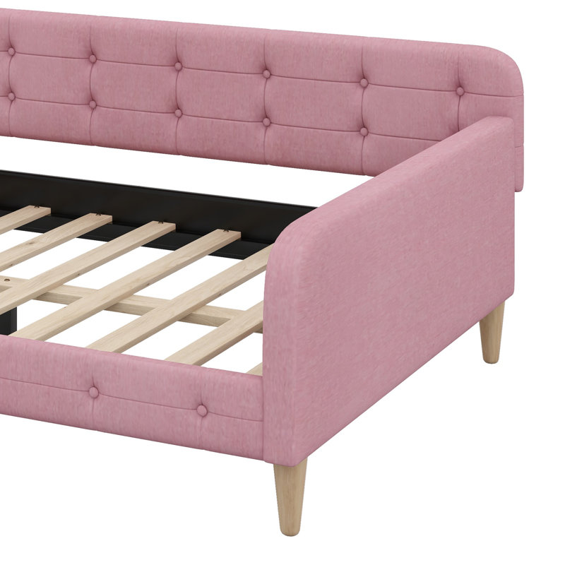 Upholstered Daybed With Support Legs, Rubine
