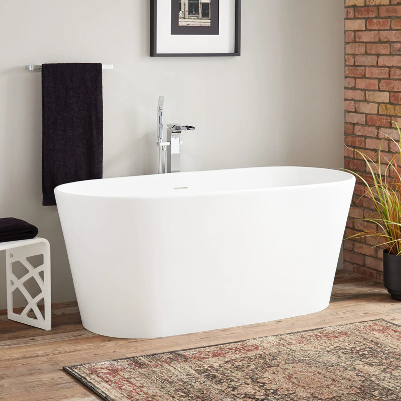 62" Lucina Solid Surface Freestanding Soaking Bathtub