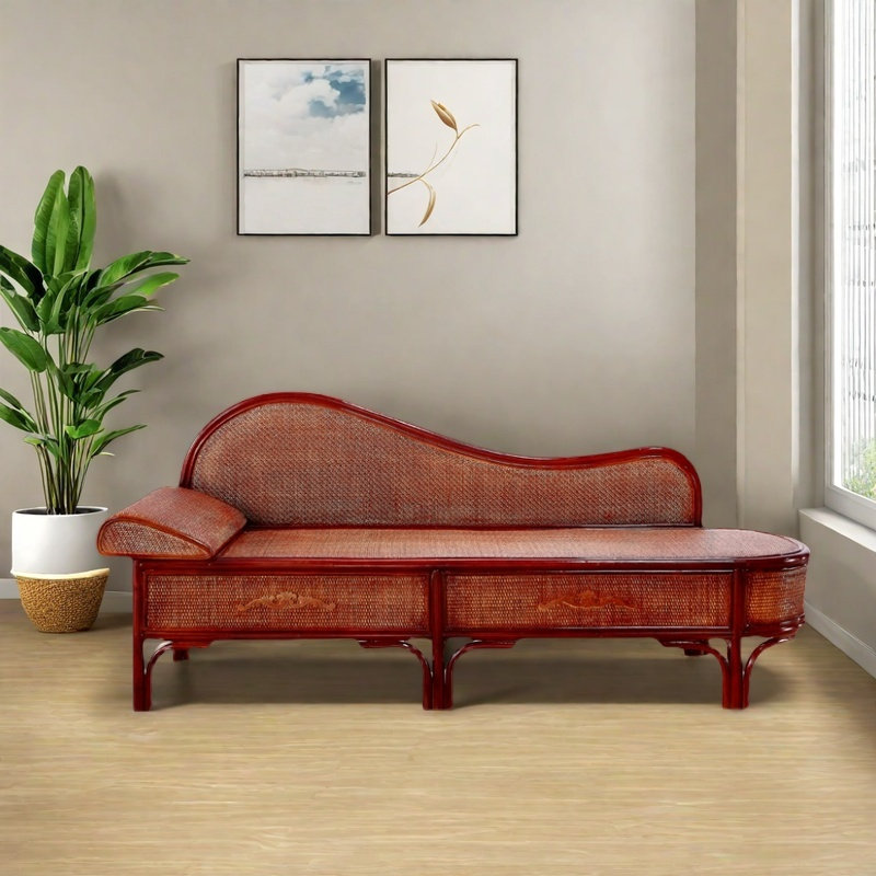 Chaise en bois massif tissé, Orienté à gauche (vu de face), Marron foncé