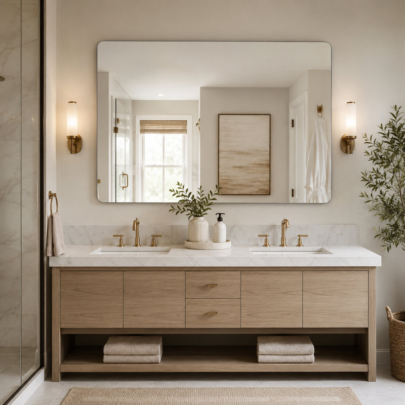 Miroir de salle de bain sans cadre pour salle de bain, 32 po x 48 po