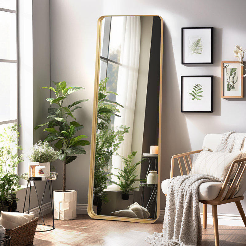 Tawan Aluminium Rectangle Wall Mirror, Gold