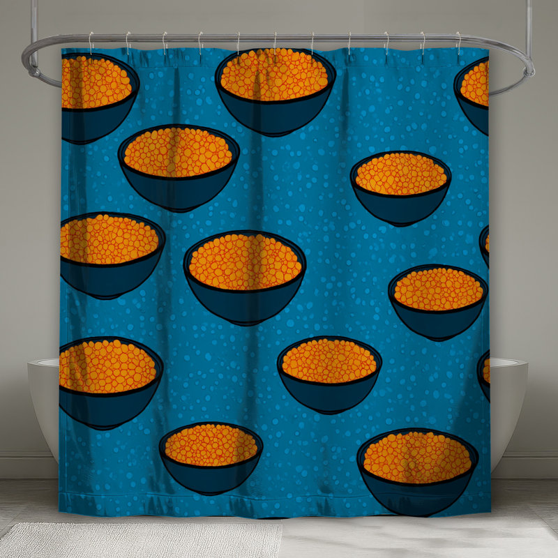 Rideau de douche Bowls - Décoration de salle de bain moderne Mid-Century, 70in W x 72in H