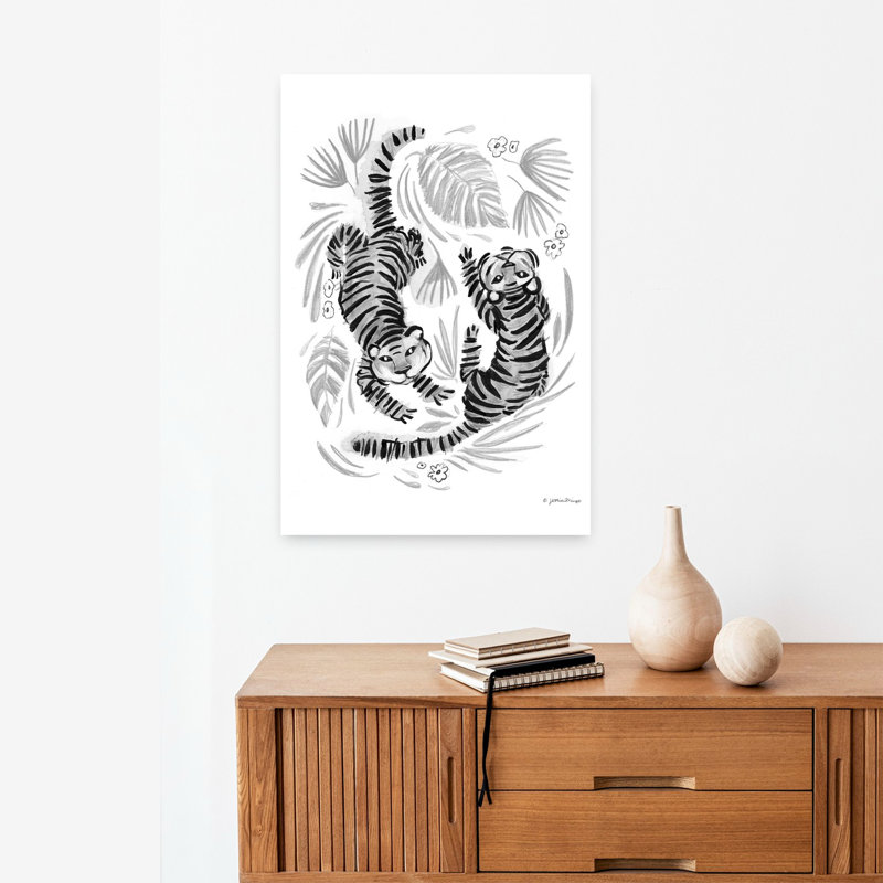 Tigresse, tigre de palmier, art tropical, H 24 po x l 16 po