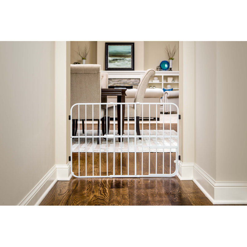 White Metal Pressure Mounted Pet Gate with Small Door