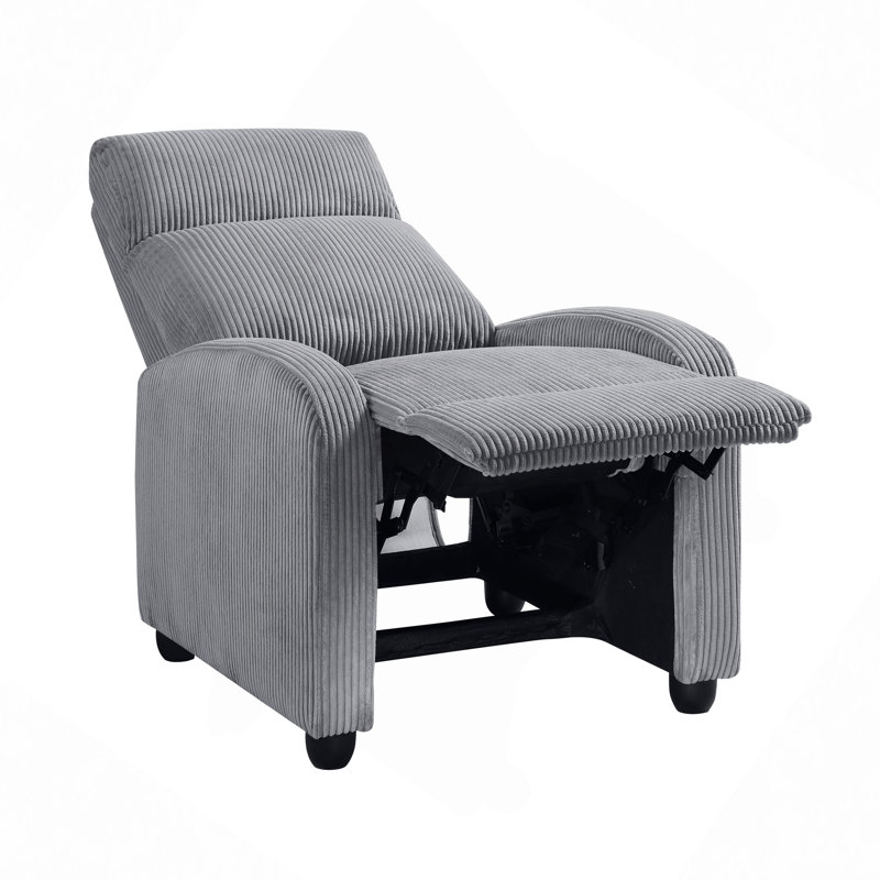 Fauteuil inclinable à dossier poussoir en velours côtelé doux et confortable en bois massif 1pc, Gris foncé