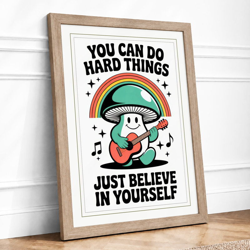 Believe in Yourself Typography - Framed Print, A4 - 29.7 x 21.0 cm, Oak