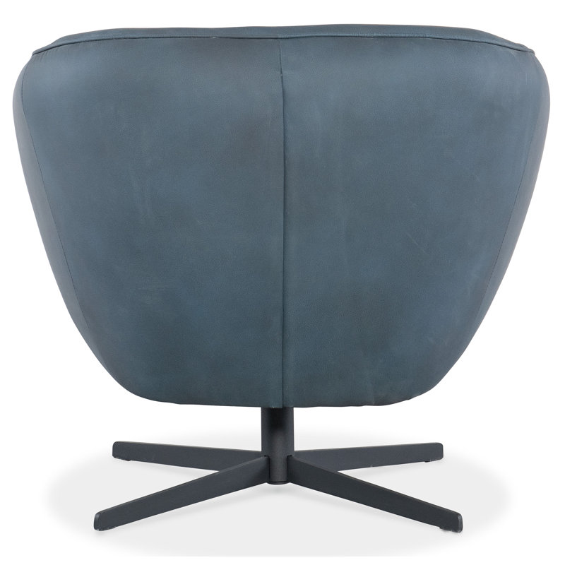 CC Swivel Chair, Blue Genuine Leather