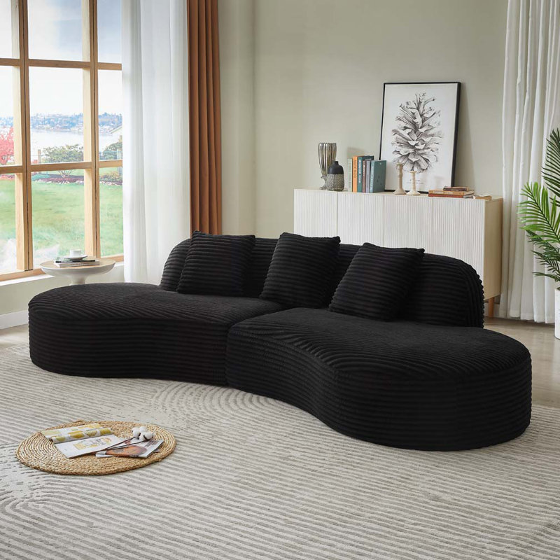 Canapé modulaire rembourré Corduroy, Noir