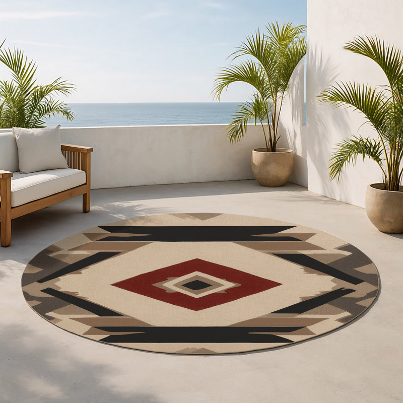 Everlasting Etching Indoor And Outdoor Area Rug, Round 5'