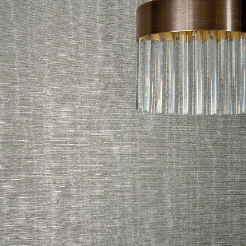 Watered Silk Wallpaper, Silver