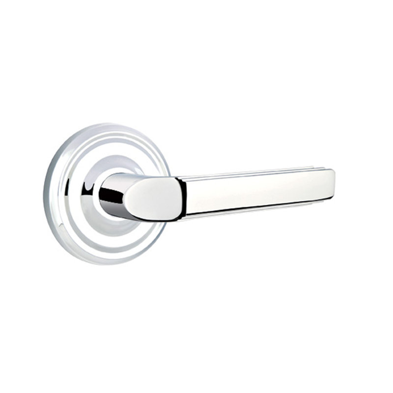 Levier de porte avec rosette Milano, Droite, Laiton longue / chrome brillant