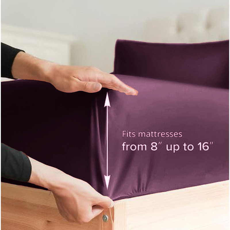  Premium Luxury 4 Piece Rayon from Bamboo Sheet Set, Twin XL Sheet Set with 2 Pillowcases, Purple
