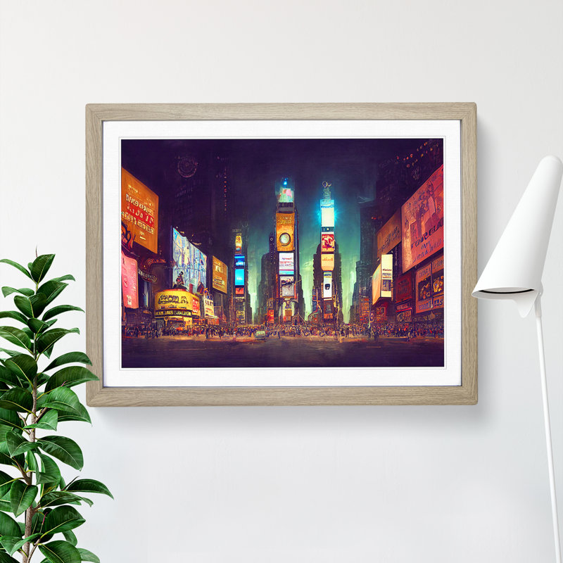 XH1022-6204X Modern Times Square Art Vol.3 - Single Picture Frame Print, 25cm H x 34cm W x 2cm D, Oak Framed