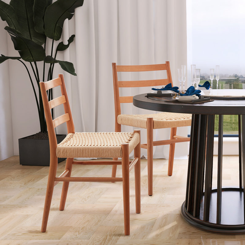 Atyanna 18.5'' H Paper Upholstered Beech Side Chair, Natural/Beige