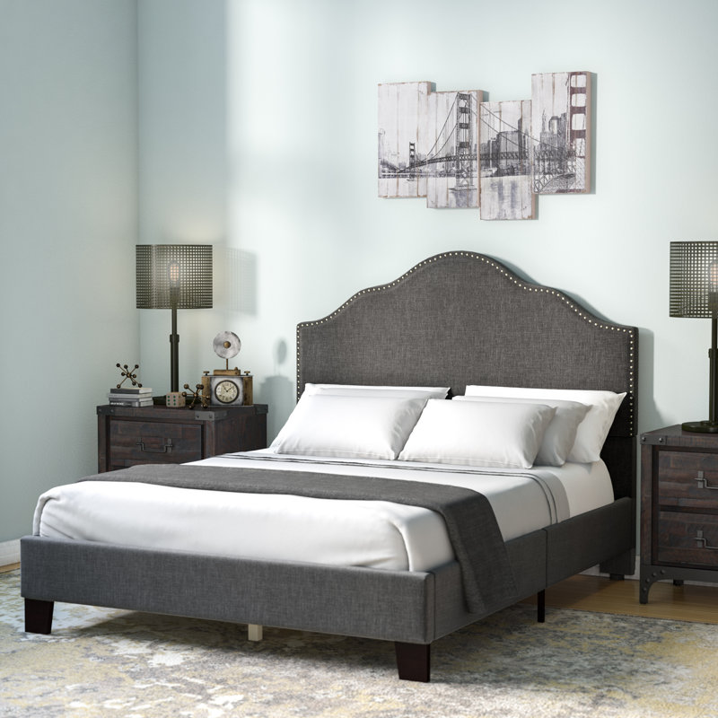 Adelhard Upholstered Standard Bed, California King, Charcoal Gray